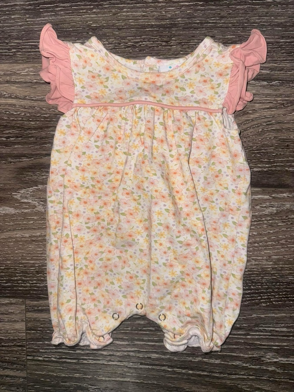 Baby Floral Pink Ruffle-Sleeve One-Piece